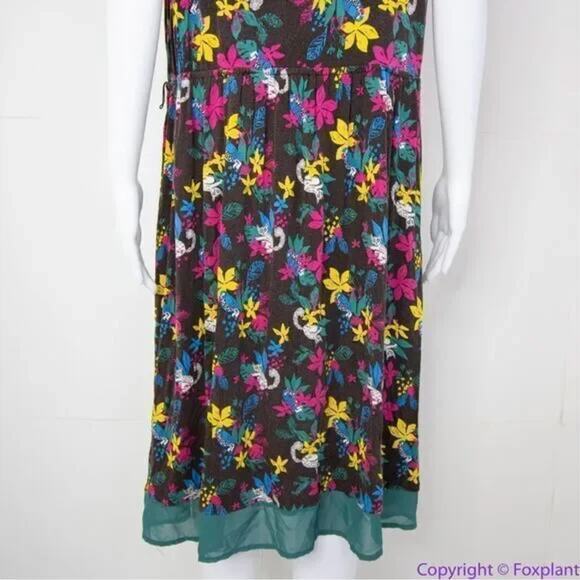 Modcloth Jungle Print Knit Dress, white cat blue bird,‎ ring tailed lemur, XL - Picture 7 of 16